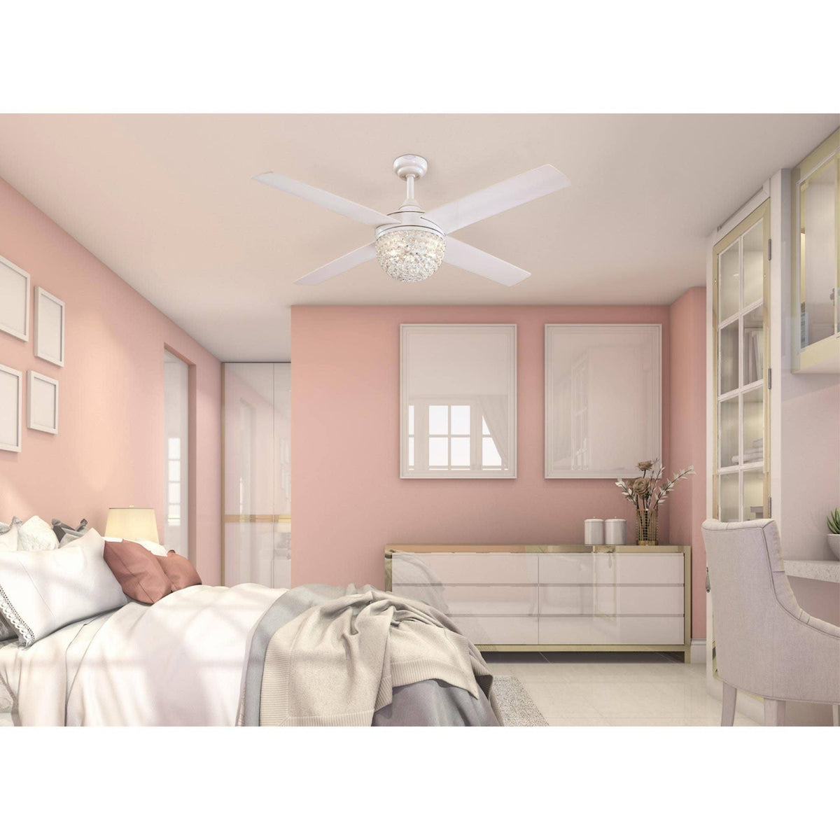 Brushed Nickel 4 Blade LED Ceiling Fan with Remote H701