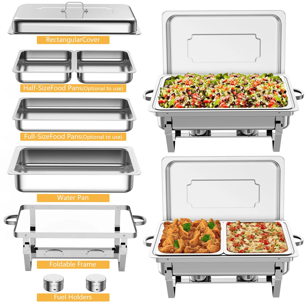 6 Packs Stainless Steel Chafing Dishes Buffet Set with Lids O916