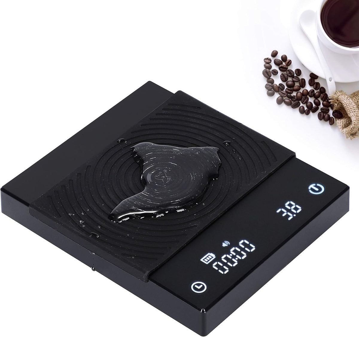 Black 2kg 0.1g Digital Coffee Scale with Timer Pack of 2 W974226