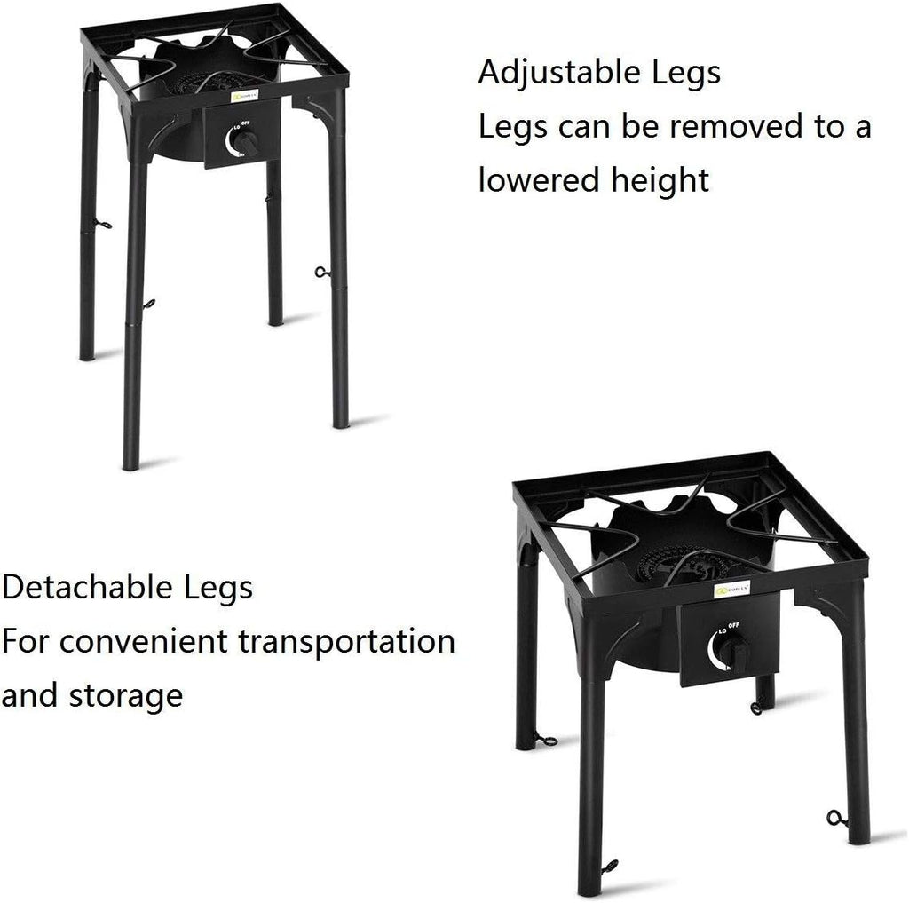 Single-Burner 100,000-BTU Propane Gas Camp Stove with Detachable Legs O400