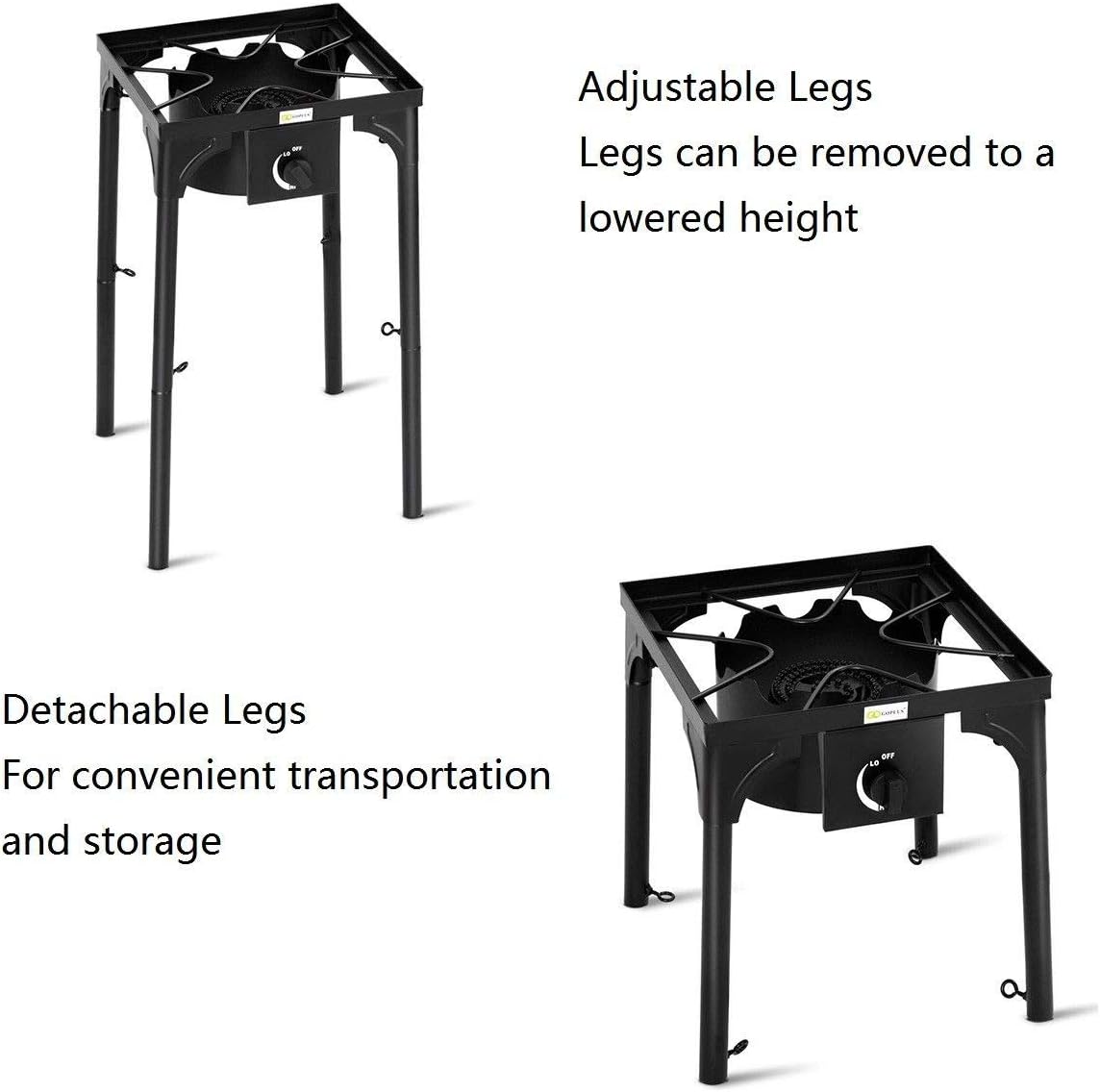 Single-Burner 100,000-BTU Propane Gas Camp Stove with Detachable Legs O400
