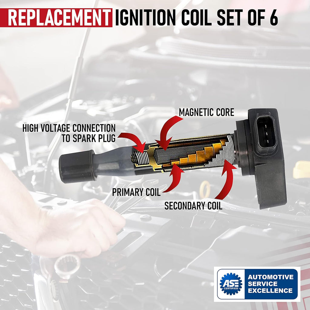 Ignition Coil Pack Set of 6 for Honda, Acura, Saturn Vehicles Y59670