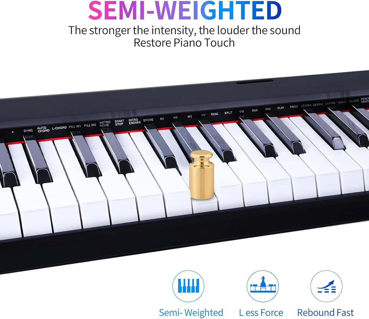 88 Key Full Size Semi Weighted Electronic Keyboard with Music Stand, Power Supply, Sustain Pedal, Bluetooth, MIDI D56865