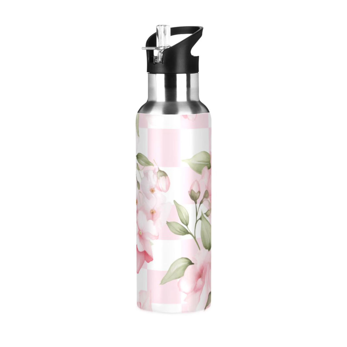 Pink Insulated Stainless Steel Water Bottle with Straw Lid, 20 oz T6073