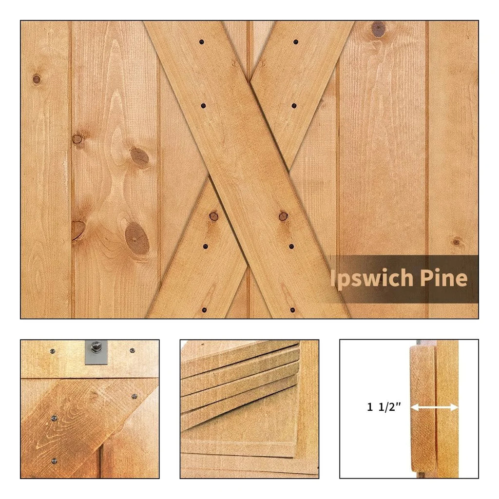 Red Oak Paneled Wood Barn Door with Installation Hardware Kit J246