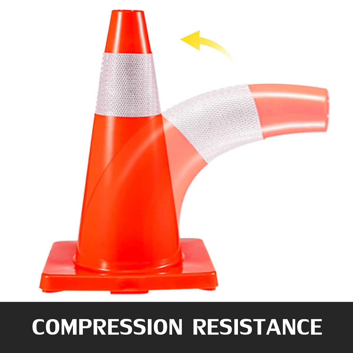 12 Pack 18" Orange Traffic Cones with Reflective Collars PVC Base G792940
