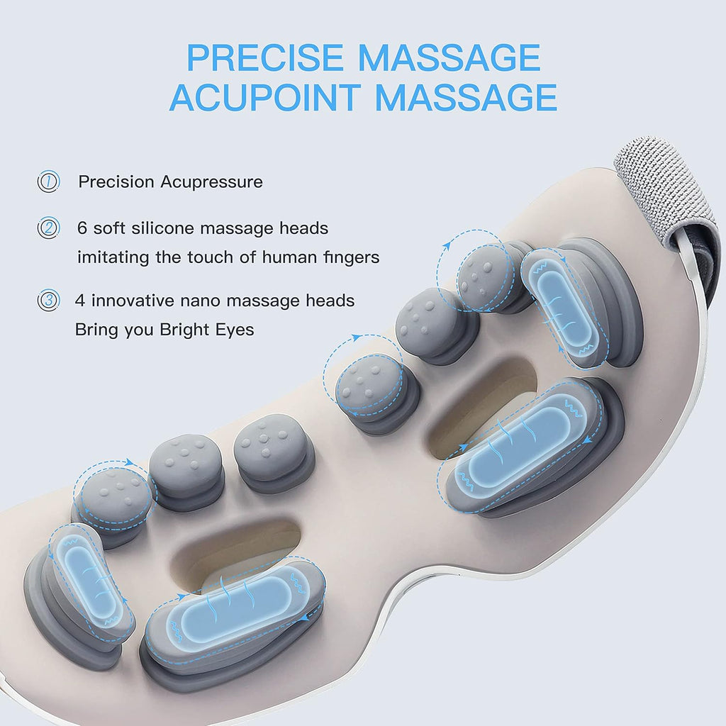 Eye Massager with Heat, Vibration, Vision Window, 3 Modes, Bluetooth Music, USB Rechargeable D756
