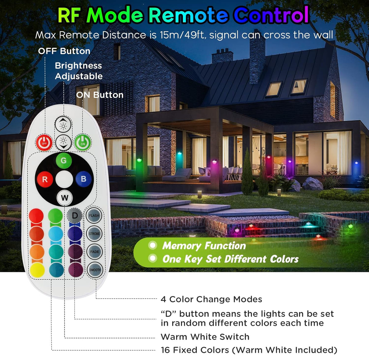 6Pack Warm White RGBW LED Deck Lights C631