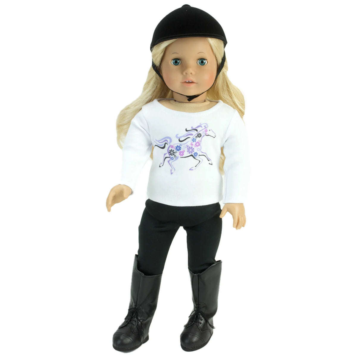 Black 4 Piece Horseback Riding Outfit with Riding Boots Set for 18'' Dolls F24115