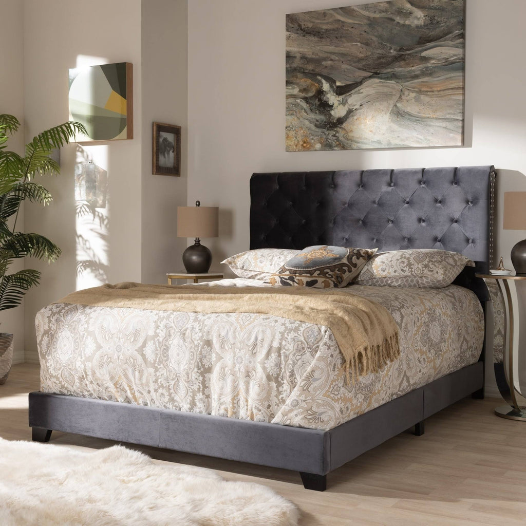 Queen Light Grey Bed T7837