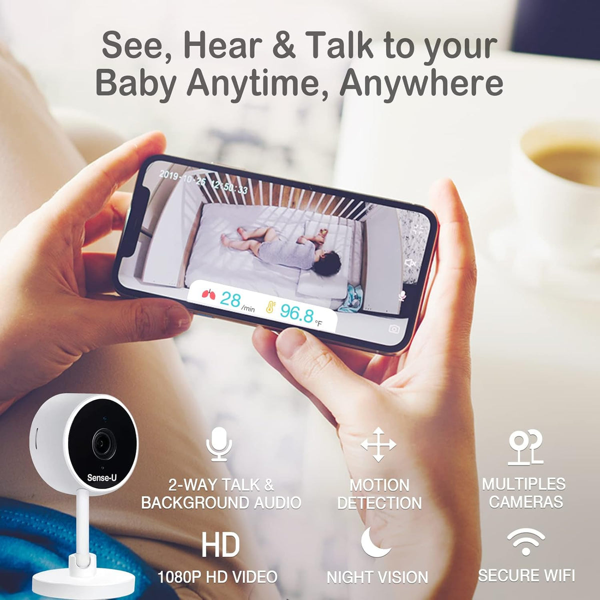 Green Video Baby Monitor with Breathing and Movement Sensor M256532