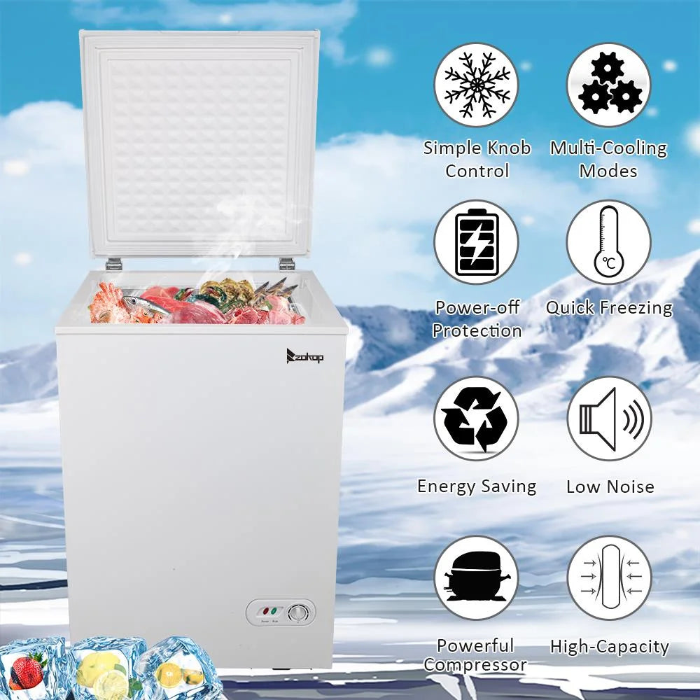 White Single Door Chest Freezer V7508