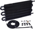 6 Pass Tube and Fin Transmission Cooler Universal 5/16" Oil Cooler Kit Aluminium Black Pack of 2 E64348
