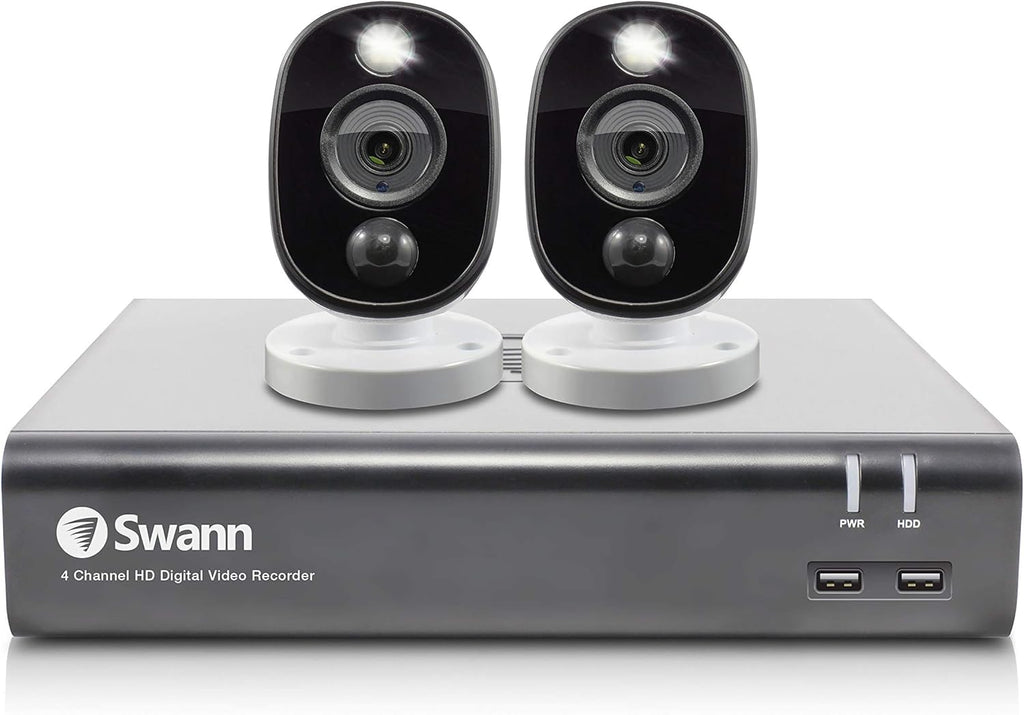 4 Channel 2 Cameras Wired CCTV Surveillance 1080p HD DVR 1TB HDD Weatherproof Color Night Vision Security Camera System L8928
