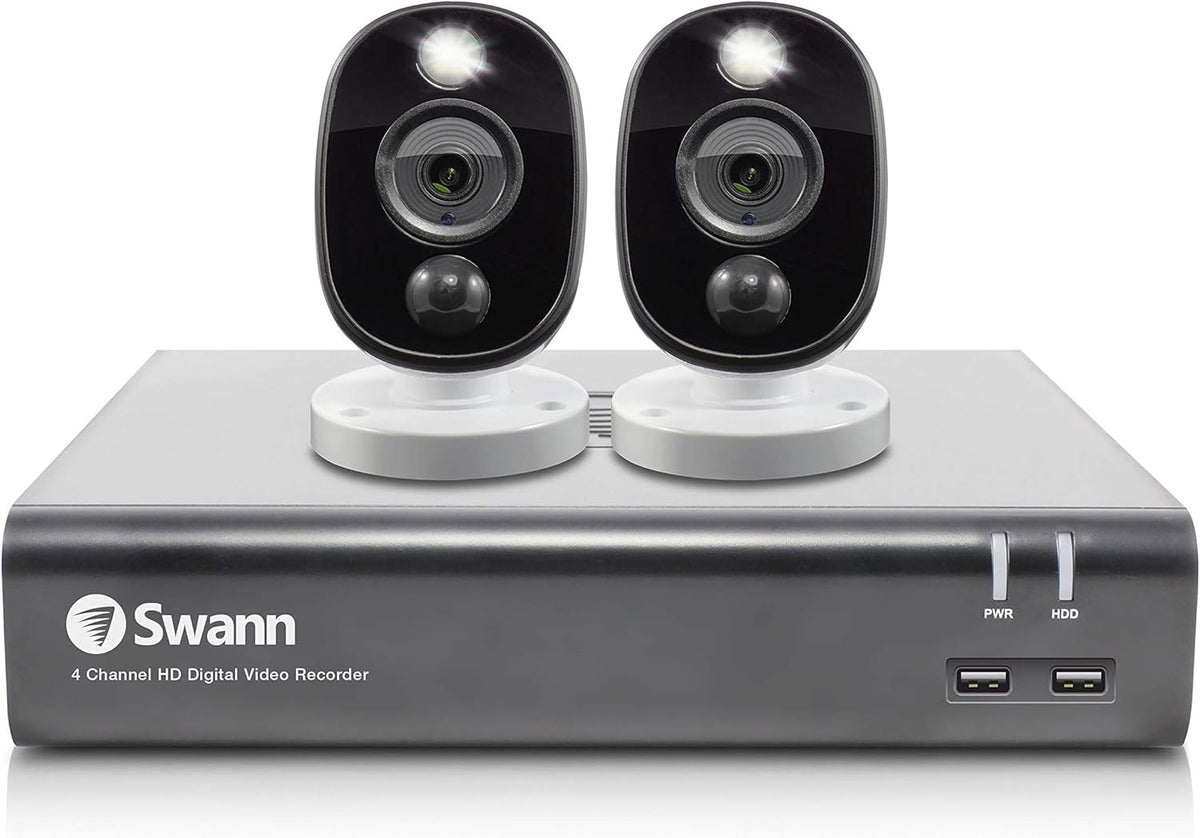 4 Channel 2 Cameras Wired CCTV Surveillance 1080p HD DVR 1TB HDD Weatherproof Color Night Vision Security Camera System L8928