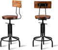 Brown Wood Metal Bar Stool Set of 2 P92103