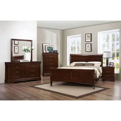 Dark Cherry Solid Wood Sleigh Bed A58395