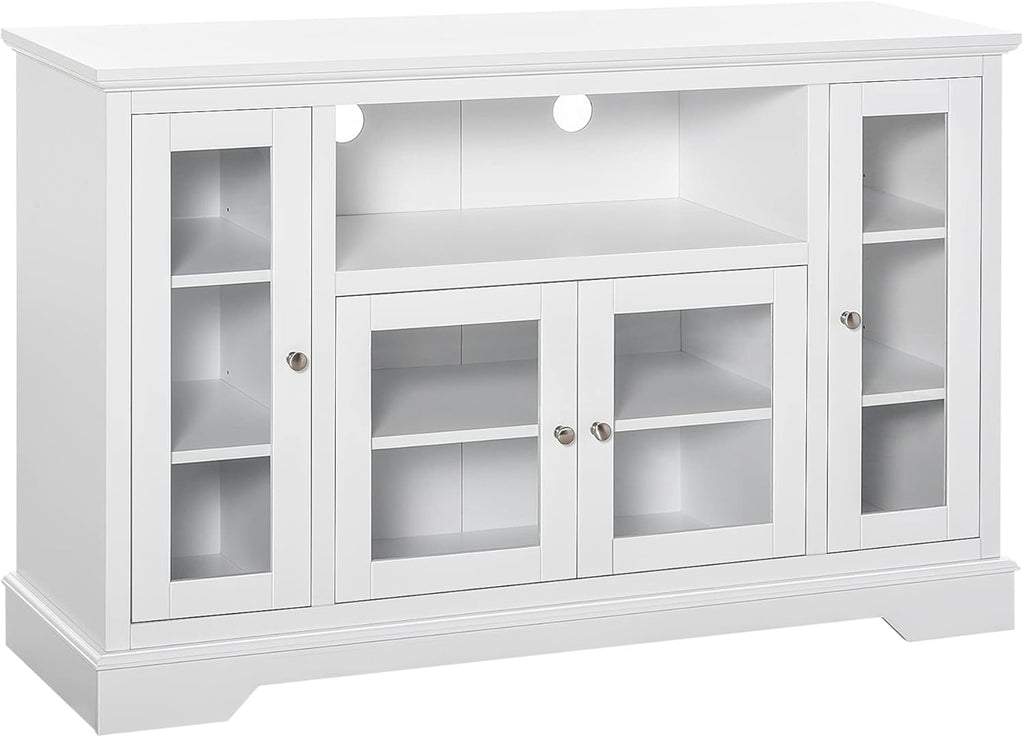 Grey Sideboard Console Table Storage Cabinet with Glass Doors Y971935
