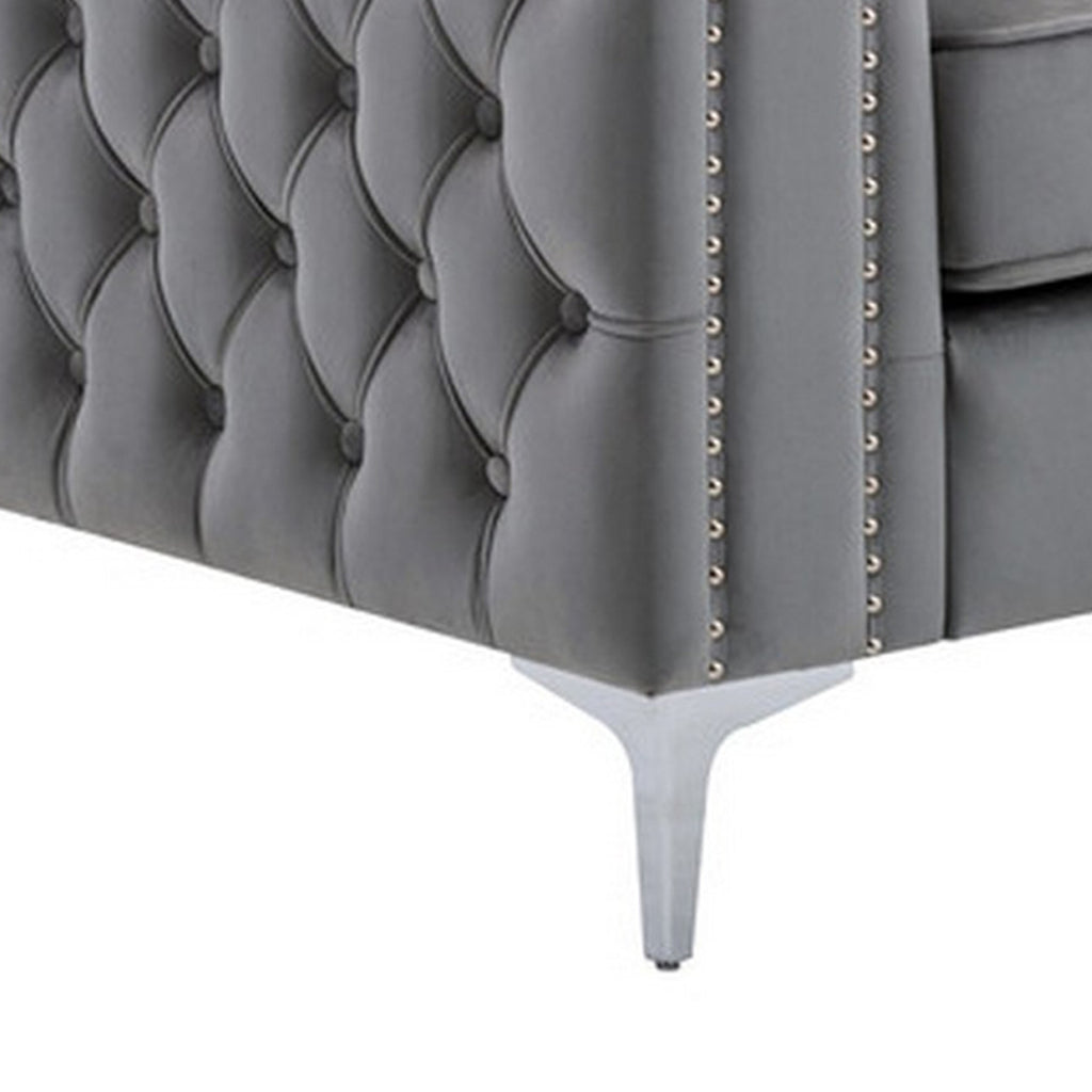 Gray Velvet Armchair D815