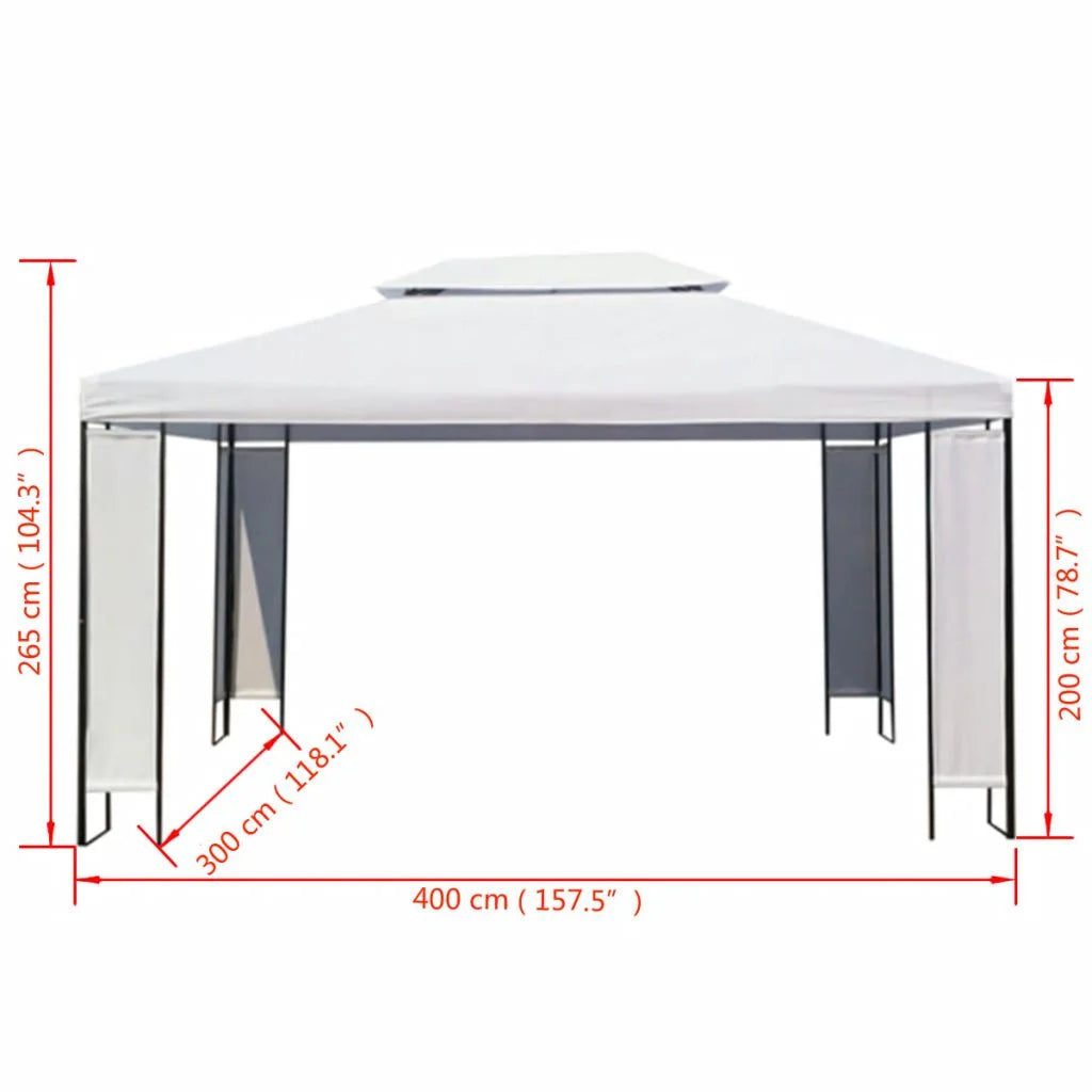 White Steel Frame Garden Canopy Tent Sun Shelter 118.1 x 157.5 Inches C1182