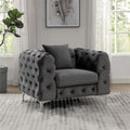 Dark Gray Fabric Tufted Chair I8107