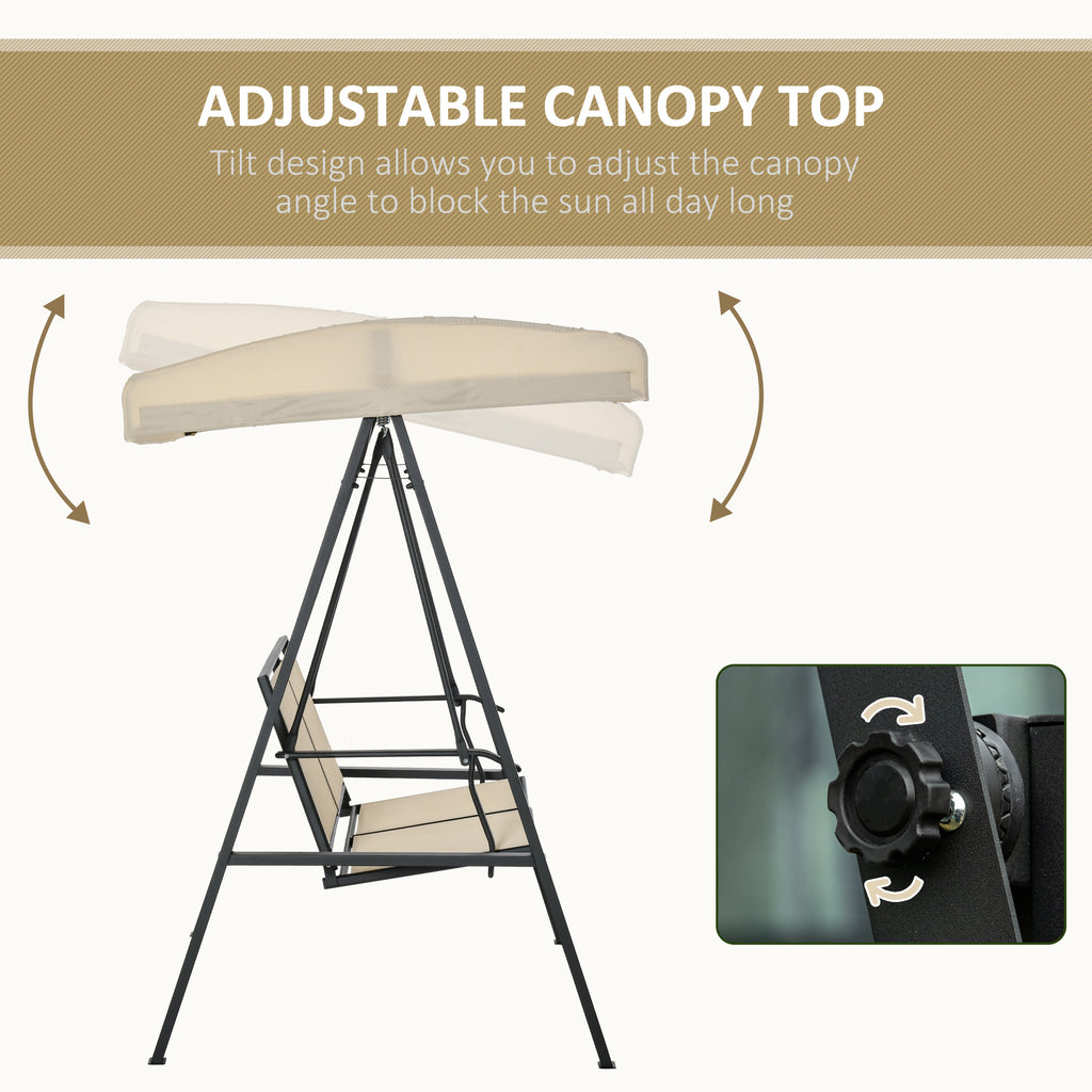 Beige 2-Person Patio Swing with Canopy S360809
