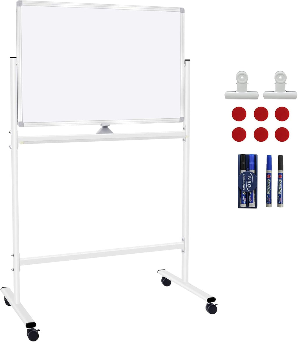 36x24 Double Sided Magnetic Dry Erase Board on Wheels with Stand L783