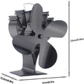 4 Blades Heat Powered Stove Fan with Magnetic Thermometer Pack of 2 U438