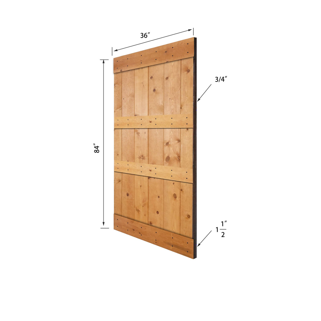 Red Oak Paneled Wood Barn Door with Installation Hardware Kit J246