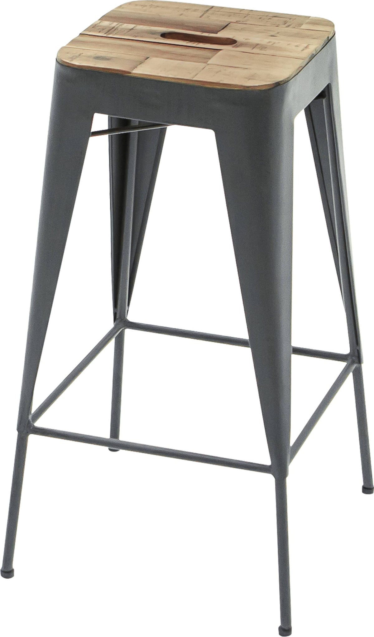 Natural Steel Grey Wood and Metal Bar Stool G872481