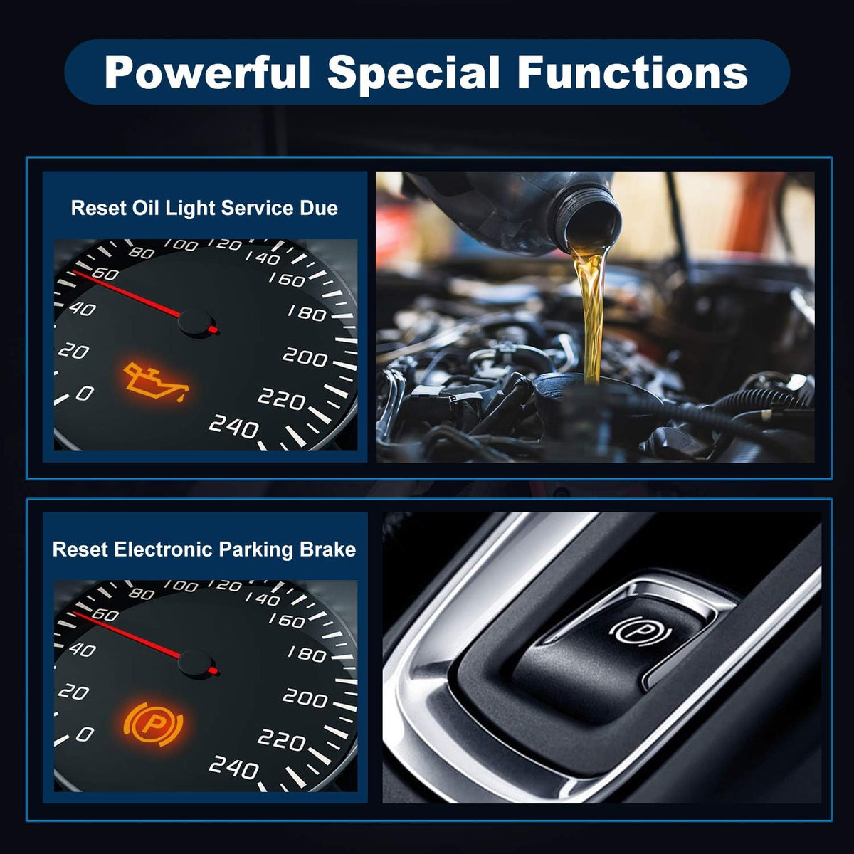 Obd2 Scanner Diagnostic Scan Tool with EPB Reset Oil Light Reset ABS Bleeding Throttle Reset SAS Calibration U286