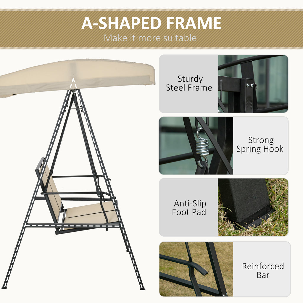 Beige 2-Person Patio Swing with Canopy S360809