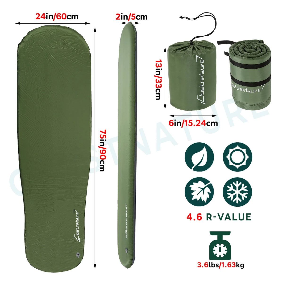 Blue Insulated Foam Self Inflating Sleeping Pad A83890