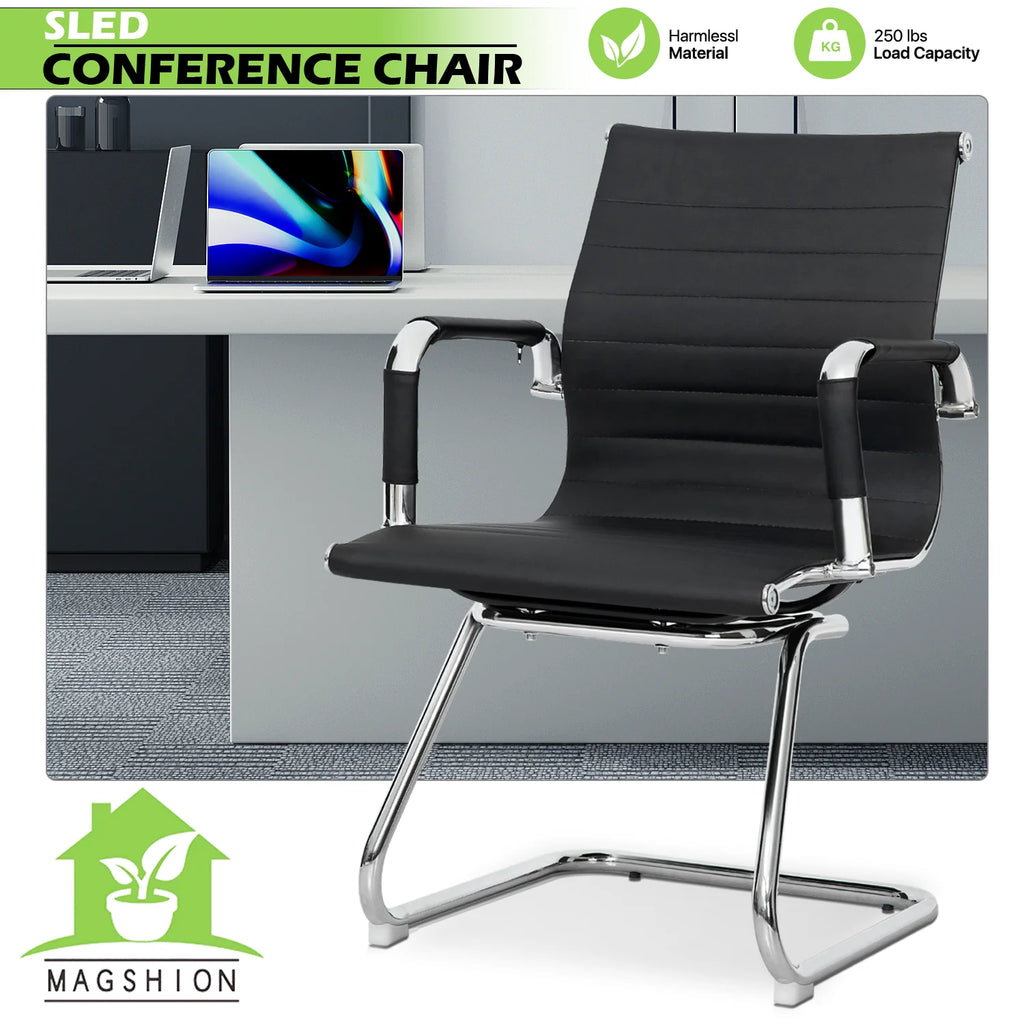 Black PU Leather Ergonomic Mid Back Office Chair L267