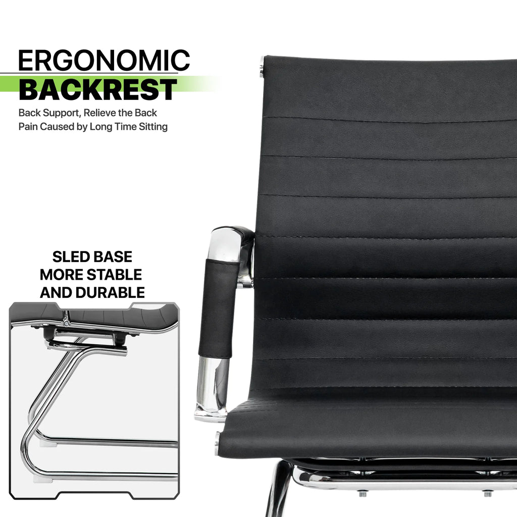 Black PU Leather Ergonomic Mid Back Office Chair L267