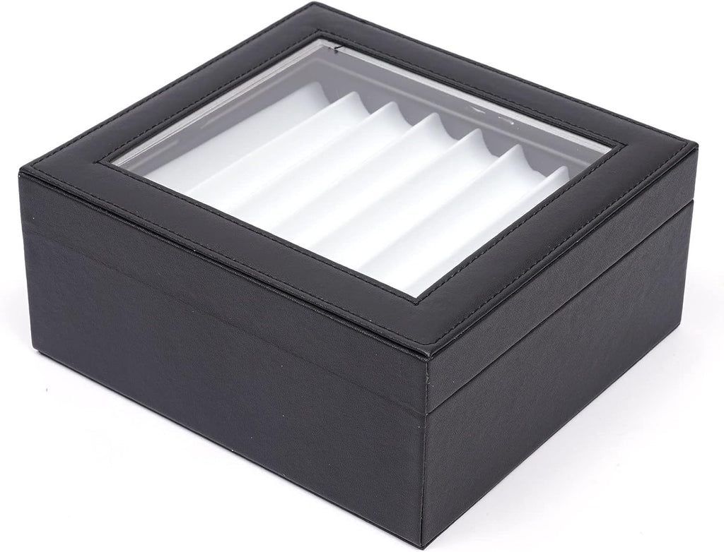16 Slots Leather Pen Display Box Pen Collector Case with Transparent Window Pack of 2 M13509