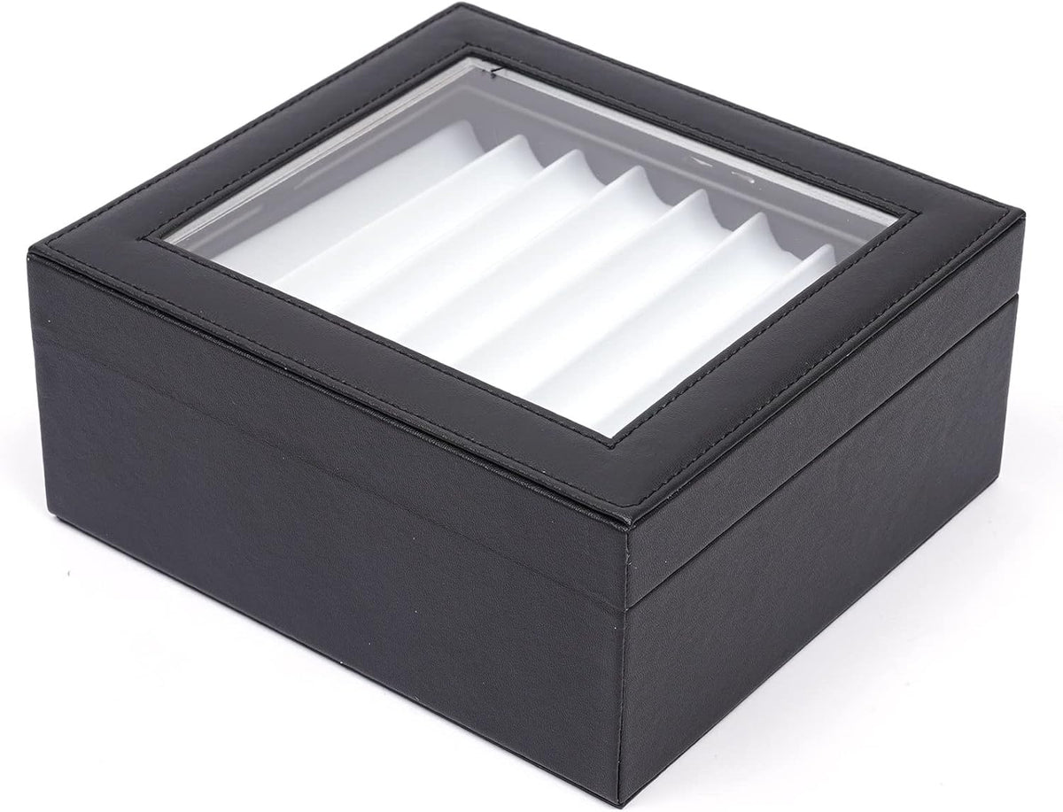 16 Slots Leather Pen Display Box Pen Collector Case with Transparent Window Pack of 2 M13509