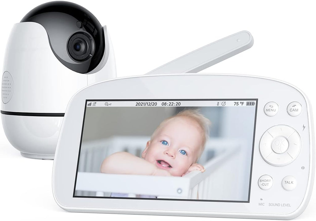 Video Baby Monitor with Camera and Audio 720P HD Resolution, 5.5 Display, Remote Pan/Tilt/Zoom, Two Way Audio, Night Vision, Lullabies, Room Temperature W811650
