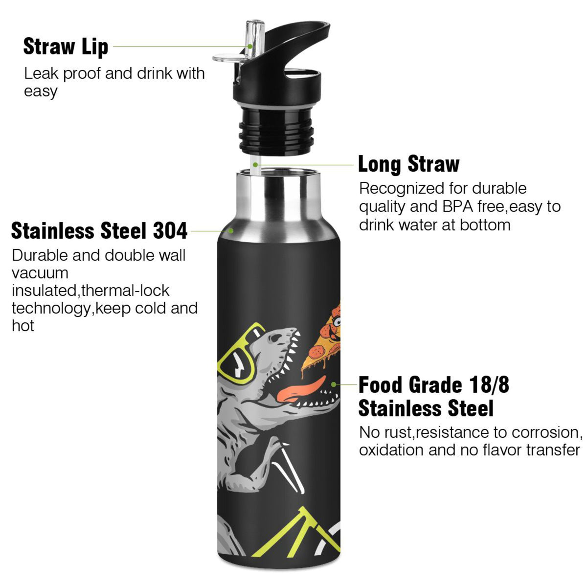 Stainless Steel Insulated Water Bottle with Straw Lid H549