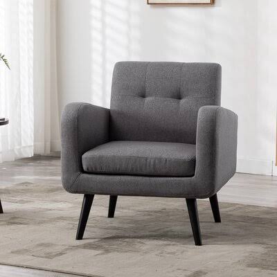 Gray Tufted Polyester Armchair E42955