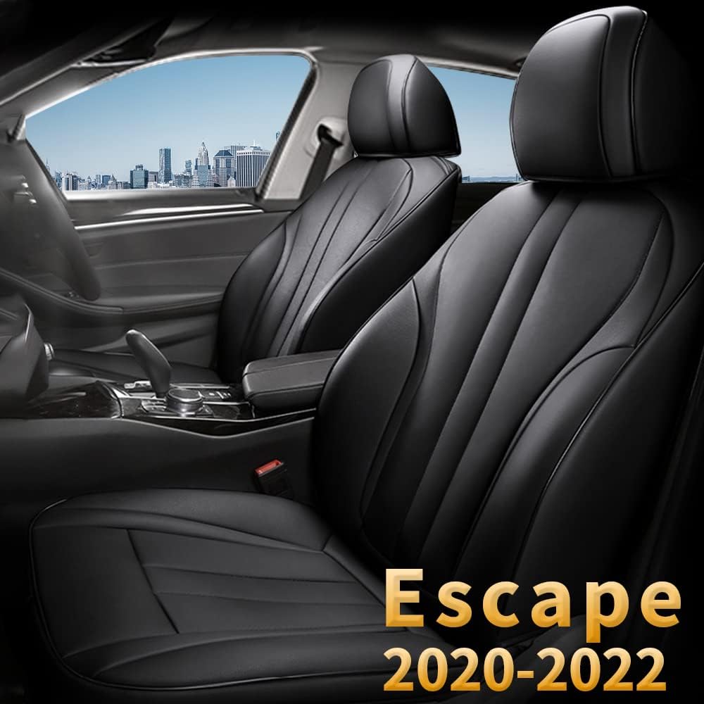 Black Faux Leather Front Seat Covers for Ford Escape V509