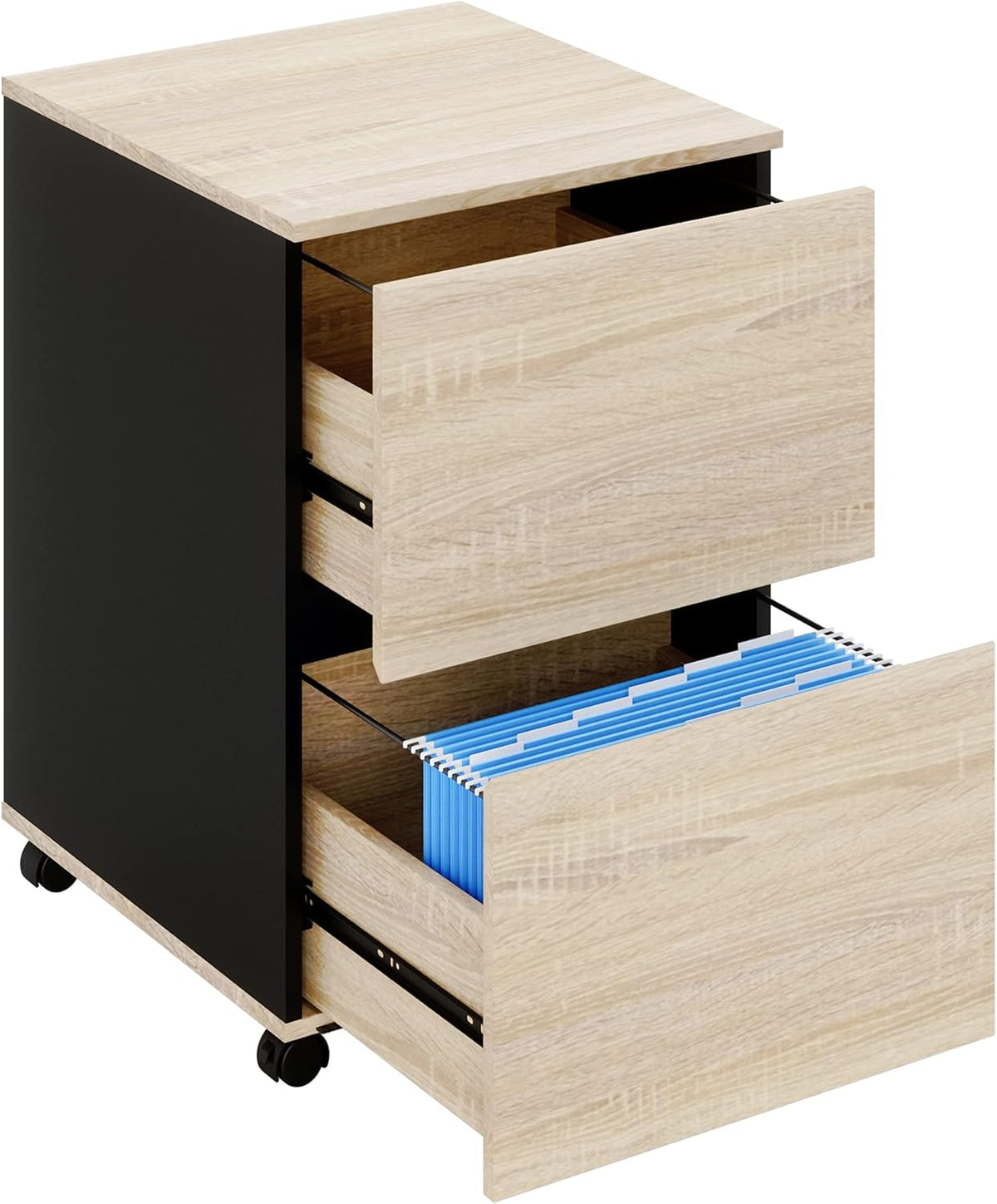 Brown 2 Drawer Mobile File Cabinet with File Holders M27292