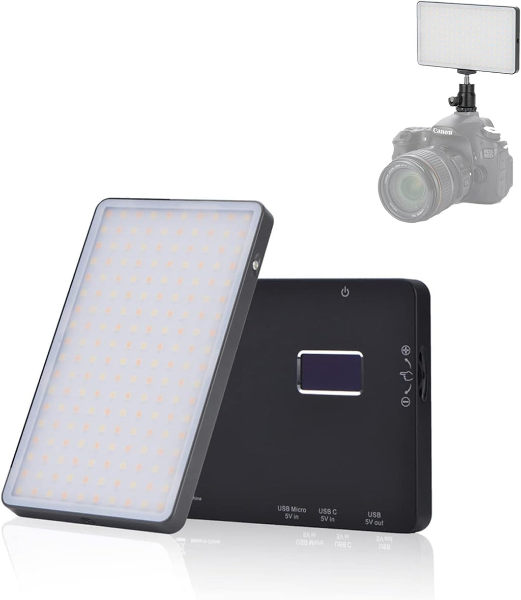 Portable Rechargeable LED Video Light Panel with LCD Display, Pack of 2 F46403