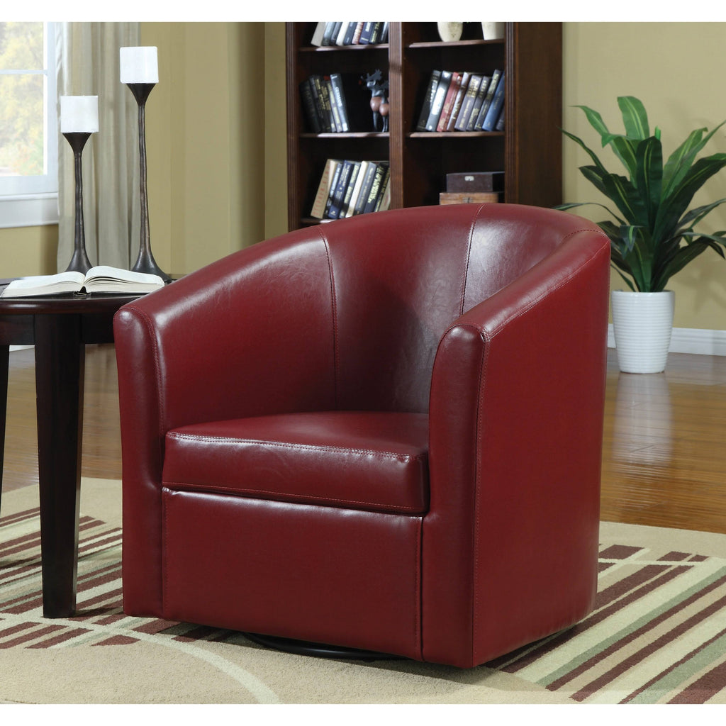 Red Faux Leather Swivel Armchair M944310