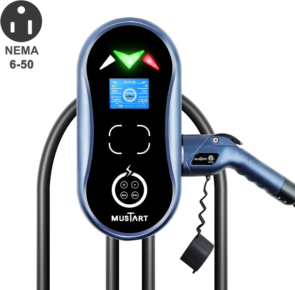 Portable EV Charger with 25ft Cable, 32 Amp Adjustable, NEMA 14-50P I791