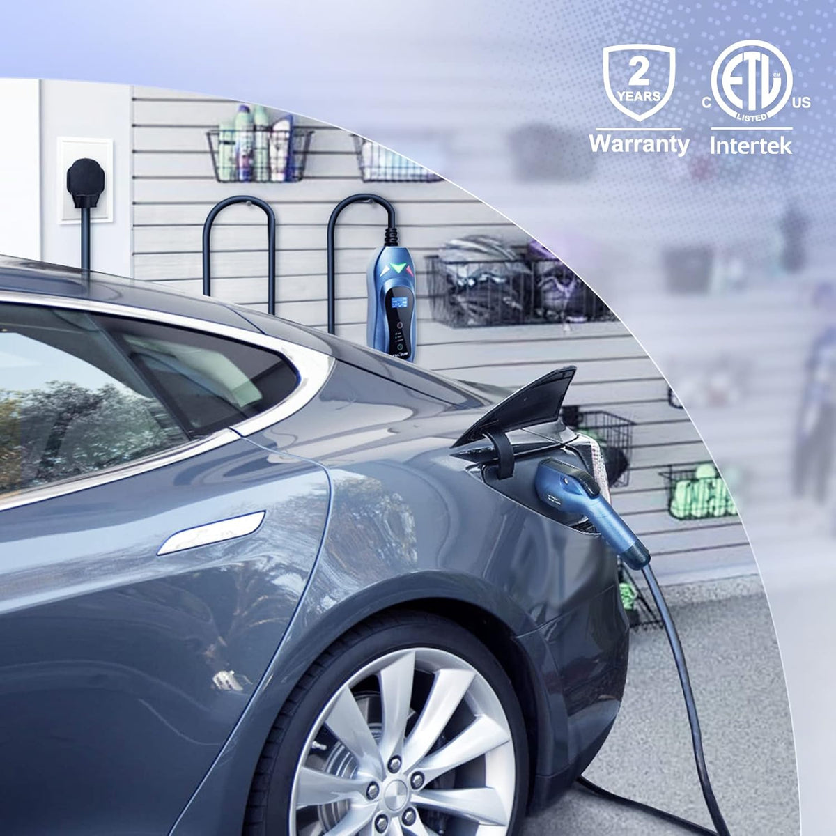 Portable EV Charger with 25ft Cable, 32 Amp Adjustable, NEMA 14-50P I791