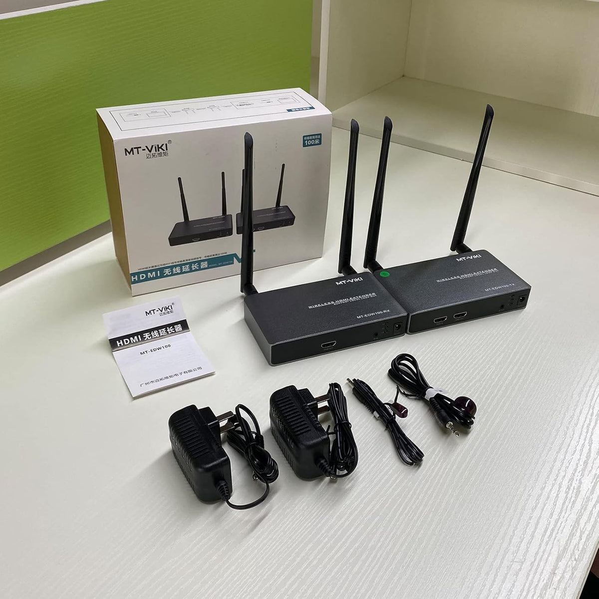 Wireless HDMI Transmitter and Receiver with Loop Out, Aluminum Alloy Extender 328ft/100m Support 1080P with IR Passback C81501