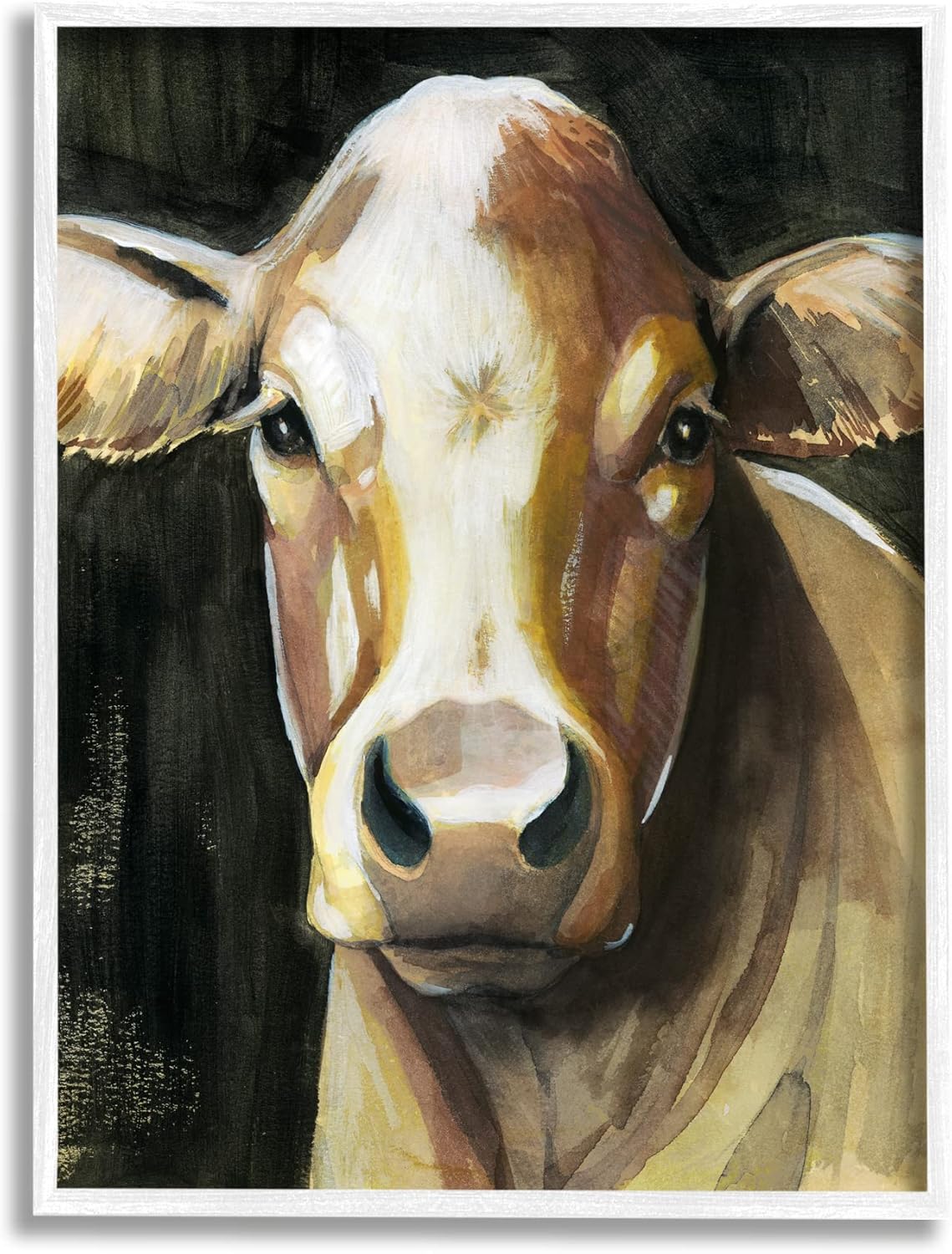 Tan Framed Cow Wall Art J150369