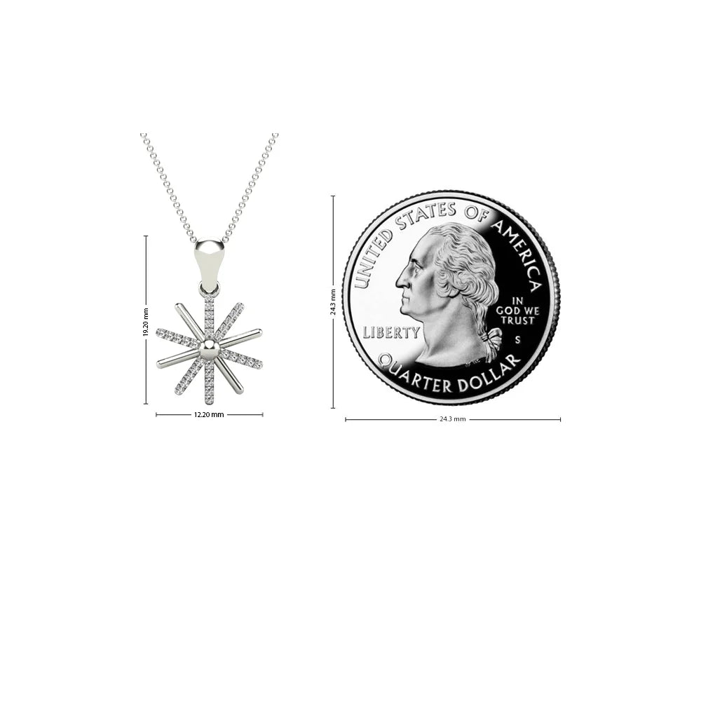 10K White Gold Diamond Starburst Pendant Necklace C793962