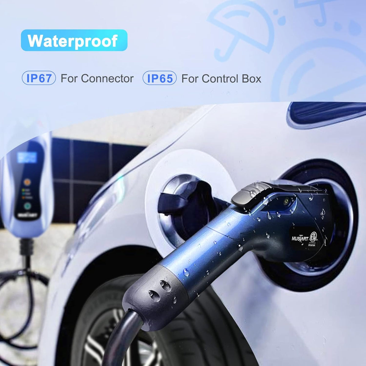 Portable EV Charger with 25ft Cable, 32 Amp Adjustable, NEMA 14-50P I791